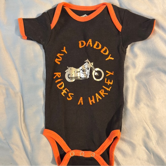 Harley-Davidson Black and Orange Baby Bodysuit - Picture 1 of 4